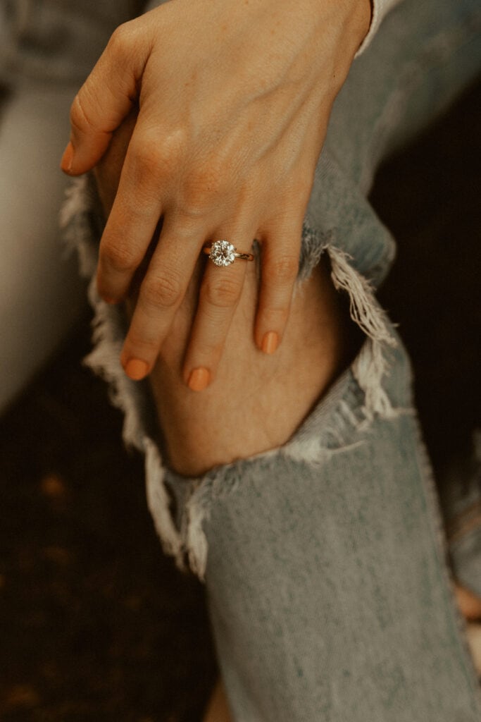 up closes photo of vintage round cut engagement photo